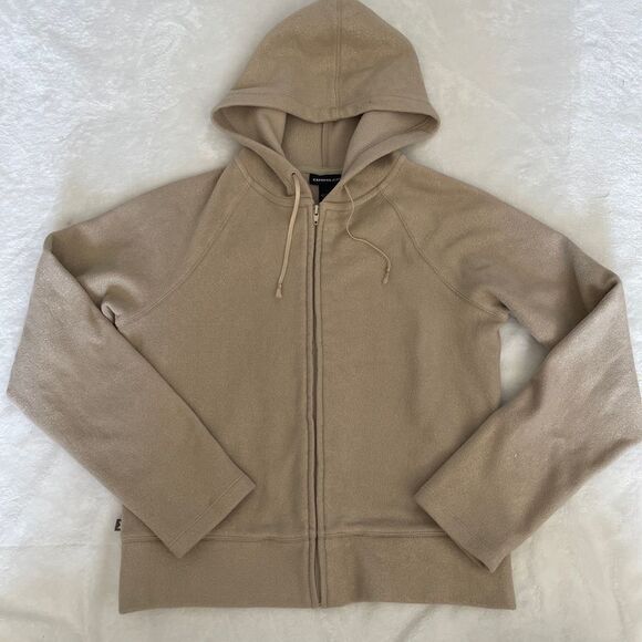 Express womens full zip beige/gold hoodie size medium - Picture 1 of 6